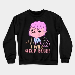 Yumi Kawaii Nurse Pastel Goth and Kawaii pastel goth art Crewneck Sweatshirt